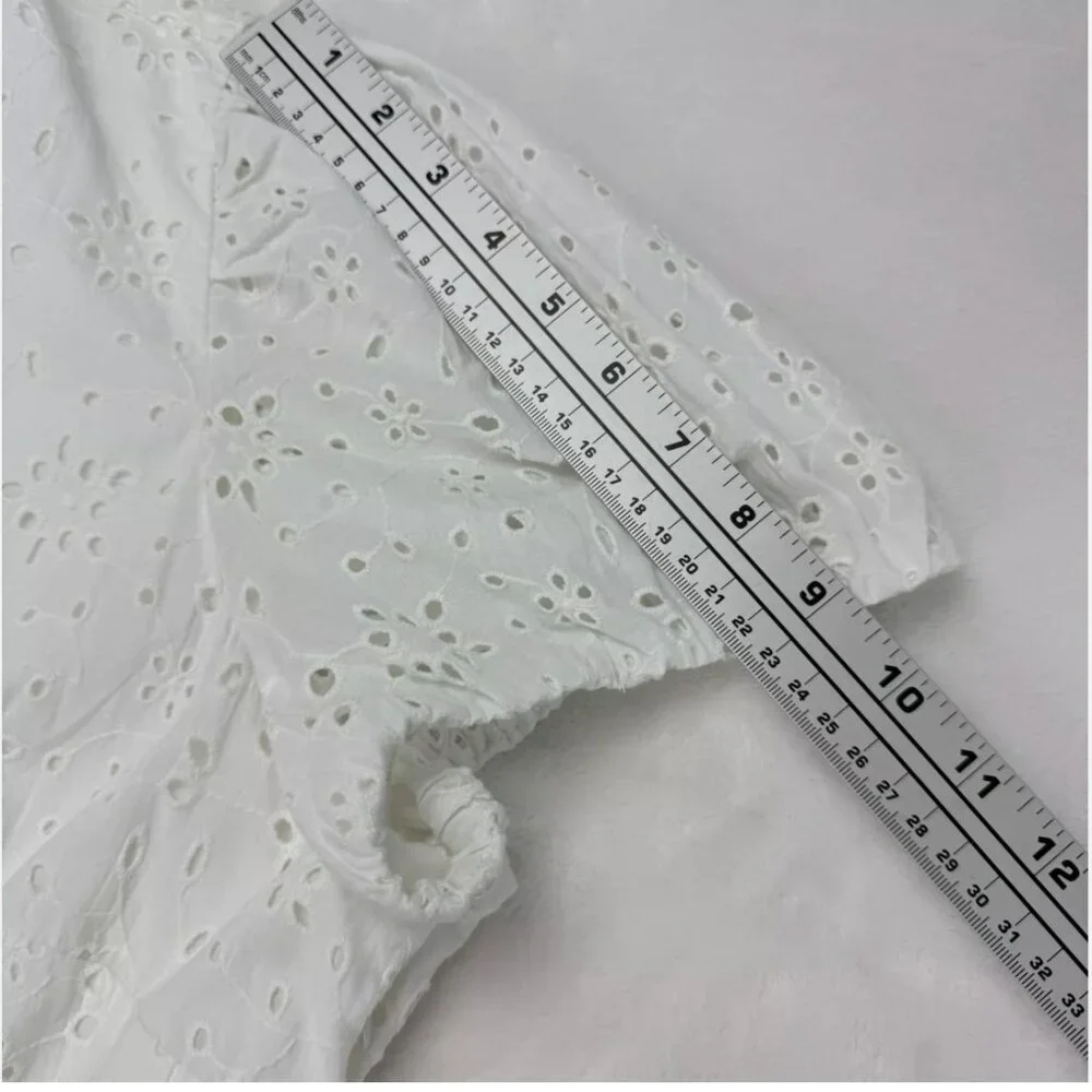 J. Crew Factory Eyelet Midi Dress Puff Sleeve Boho Summer Graduation‎ Coastal